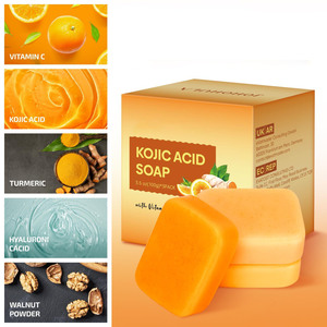 Barre de savon dissolvant de taches sombres à l'acide kojique à usage quotidien parfum curcuma visage nettoyage du corps savon blanchissant avec vitamine rétinol - Product Image 2
