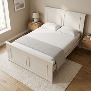 Multi-Size Radiata & MDF Wood <b>Bed</b> <b>Frame</b> - Durable Classic Design in Elegant Black or White - Product Image 1