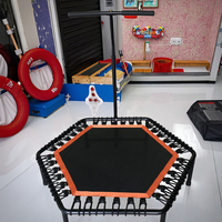 Trampolín Premium Handle Fitness plegable hexágono interior Mini trampolín para gimnasio en casa entrenamiento cardiovascular