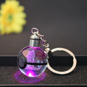 Llavero de Cristal K9 con Luz LED de Pokémon, Recuerdo de Venta al por Menor, Llavero de Poké Ball con Láser 3D para Niños - Product Image 4