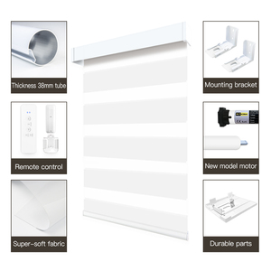 Lujo grado comercial doble capa día noche 100% Blackout silencioso WiFi interior dormitorios balcones motorizado cebra persianas - Product Image 6