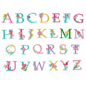 素敵な3.5cmのAからZまでの26文字のアイロン接着式、自己粘着裏地付き刺繍フラワーアルファベットパッチ - Product Image 2