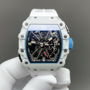 Luxury 35-03 Carbon Fiber Sports <b>Watch</b> Tonneau <b>Skeleton</b> Design White Rubber Strap Men's <b>Automatic</b> Mechanical <b>Watch</b> - Product Image 2