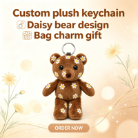 Gantungan Kunci Boneka Beruang Daisy Custom, Mainan Bunga Lucu Isi Kapas PP Super Lembut, Penghilang Stres Pernikahan, OEM ODM MOQ Rendah