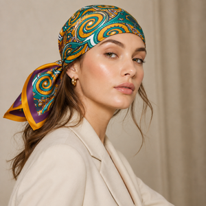 Reversible Adult Digital Print Silk <b>Square</b> <b>Scarf</b> Women Breathable Fashion European American Pattern All Seasons Daily Wear - Product Image 2