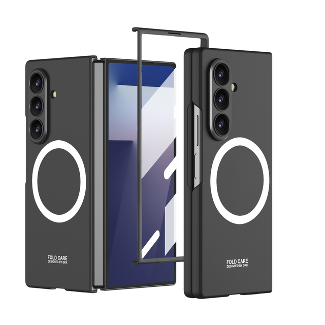 GKK Magnetic Ring Wireless Charging Case for Z Fold 7/6/5 PC Slim Foldable Back Cover with Custom Logo Available 5 Colors