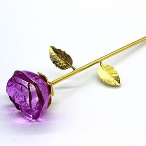 Fashionable Crystal Rose Flower-Personalized Golden Stem Artificial <b>Glittering</b> Petals Romantic Wedding Decor Valentine's Day - Product Image 2