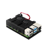 Casing Raspberry PI 4 Baru, Casing Pelindung Plastik, Casing Aluminium Hitam Putih dengan Kipas, Raspberry PI 4 Model B Akrilik