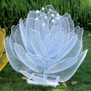 ประติมากรรมดอกไม้โลหะสแตนเลสขัดเงาสำหรับตกแต่งสวน - Product Image 4