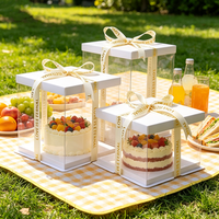 Boîte à gâteau en PET à marque privée avec impression personnalisée de couleur et de logo, matériau écologique pour l'identité de marque et la vente en gros, sans ruban