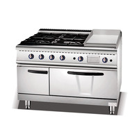 Cuisinière professionnelle en acier inoxydable HC pour restaurant, cuisinière commerciale autonome à 4 brûleurs, cuisinière à gaz, four, grill, garantie 1 an