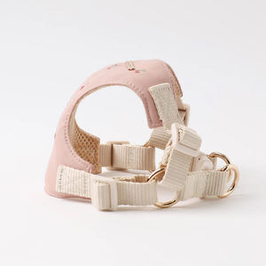 Sevimli işlemeli köpek koşum ayarlanabilir pembe naylon evcil hayvan yeleği yumuşak örgü koşum küçük köpekler ve kediler için - Product Image 2