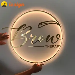 Panneau de signalisation personnalisé rétro-éclairé avec logo et mur en métal pour studio d'affaires Enseigne en lettres à LED pour salon de beauté