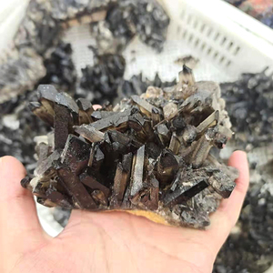 Cluster de cuarzo negro Natural, cristal de cuarzo ahumado, decoración curativa Druse, venta al por mayor - Product Image 4