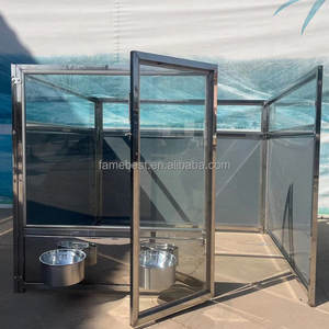 Commercio all'ingrosso di alta qualità canile 304 in acciaio inox Pet cane gabbia chiusura a bottone modello solido cane riscaldato canile per uso esterno - Product Image 2