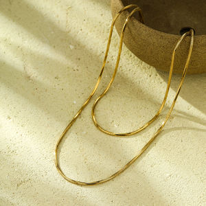 时尚18k镀金不锈钢项链奢华蛇链无光泽泪滴长链项链 - Product Image 3