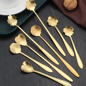 Cuillère à café en acier inoxydable à long manche, motif fleur de cerisier, pour mélanger le café, les desserts, utilisation en soirée - Product Image 2