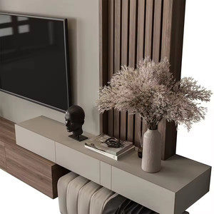 Mobile TV in Legno su Misura per <span class=keywords><strong>Soggiorno</strong></span>, Design Moderno e Modulare con <span class=keywords><strong>Vetrina</strong></span> e Spazio di Archiviazione - Product Image 2