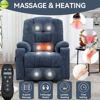 Fauteuil inclinable électrique avec massage et chaleur pour personnes âgées, canapé inclinable électrique simple avec port de charge USB et porte-gobelet S064