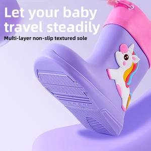 Bottes de pluie pour enfants en caoutchouc imperméable, motifs dinosaures et licornes, jaunes, bleus, roses, violets, vente en gros, personnalisables - Product Image 3