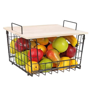 <b>Kitchen</b> Storage <b>Rack</b> 2 Tier Iron Wire Basket Desktop Organizer For Food Vegetable Storage - Product Image 5