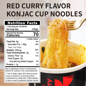 Konjac Shirataki para taza de fideos, curry rojo bajo en calorías y sin azúcar, estilo asiático instantáneo, 162g, empaquetado en bolsa, solución de comida rápida - Product Image 4