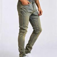 Jean vintage délavé sur mesure, coupe slim, haute qualité, effet rajeunissant