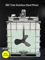 Mezclador vertical anticorrosión de acero inoxidable 316 para bidones IBC con motor y paleta de PTFE para alimentos, salmuera, ácido y soda cáustica