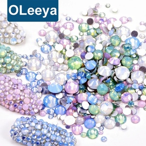 Oleeya Factory Vente en gros en vrac SS3-SS20 14400 pièces Strass en verre à dos plat couleurs opale pour nail art - Product Image 1