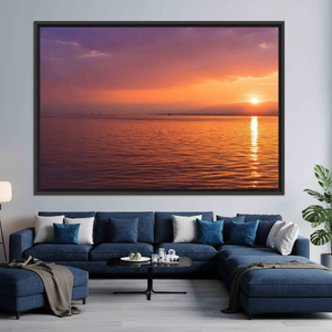 Printed Canvas Artwork: Sunset Ocean View Seaside Decor,BLACK <b>FRAMED</b> CANVAS - Product Image 3