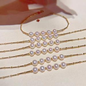 Ngọc Trai Nước Ngọt Thật 18k Vàng Nguyên Chất Nguyên Chất Vintage AAA Cấp Trắng Vòng Tay Mỹ Trang Sức Tiệc Cưới Quà Tặng Giáng Sinh - Product Image 2