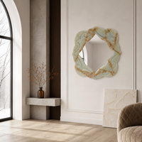 Miroir mural décoratif moderne en onyx vert afghan, style diamant, pour hôtel de luxe et décoration de salle de bain, personnalisable