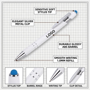 Penna Touchscreen Ultra-Pura per <span class=keywords><strong>Scrittura</strong></span> a Mano, Corpo in Alluminio, Punta da 1.0mm, Inchiostro Nero Pressato, Penna Promozionale con Logo - Product Image 4