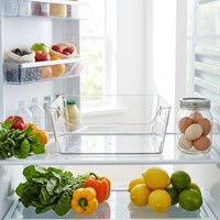 Boîte de rangement pour réfrigérateur en plastique transparent avec poignée, transparente comme du cristal, sans BPA, facile à retirer, facile à nettoyer