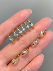 Xinfly Luxury 18k Gold Wedding Bridal Jewelry Gift <b>Set</b> Hypoallergenic Diamond <b>Stud</b> <b>Earrings</b> Durable for Sensitive Skin - Product Image 2
