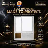 Fenêtre coulissante en aluminium blanc avec verre feuilleté anti-ouragan, sécurité renforcée, ventilation, moderne, certifiée Energy Star pour maison et hôtel