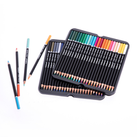 FLOWood – Coffret de 48 crayons de couleur professionnels à base d'huile, personnalisable, en boîte métallique, pour enfants, artistes, dessin et peinture