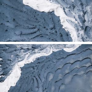 Peinture murale 3D grand format bleue texturée effet mer, en plâtre et techniques mixtes sur toile, pour hall d'hôtel et décoration murale intérieure, vente en gros - Product Image 5