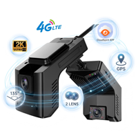 Caméra de tableau de bord 4G WiFi mini double objectif 2K+720P en gros, caméra de voiture cachée avec vidéo en direct, suivi à distance et enregistreur GPS