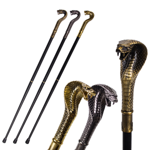 Canne de marche vintage sculptée en forme de tête de cobra, accessoire de costume de gentleman pour soirée, style vintage - Product Image 1