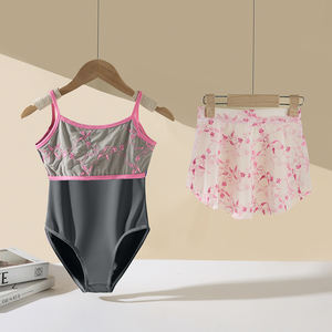 เสื้อชุดบัลเล่ต์ตาข่ายปักลายดอกไม้ชุดรัดรูปสำหรับฝึกเต้น - Product Image 5