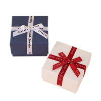 Emballage cosmétique de luxe personnalisé, boîte à couvercle supérieur et inférieur en carton blanc, boîtes cadeaux élégantes pour la Saint-Valentin, ruban à nœud, boîtes carrées rigides