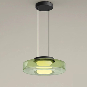 Scandinavian Art Glass Pendant Light - Handmade Amber/Grey/Green Glass Shade with Adjustable <strong>Hanging</strong> for Restaurants &amp; Cafes - Product Image 4