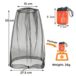 KANGFEI <span class=keywords><strong>Moustiquaire</strong></span> de Tête Portable avec Sac de Rangement, Maille Respirante et Polyester 46x46cm pour Camping en Plein Air et Randonnée - Product Image 1