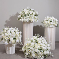 Boules de fleurs artificielles en soie pour centres de table de mariage, compositions florales de roses et gypsophiles, fausses boules de fleurs pour tables