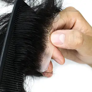 Мужской парик из 100% человеческих волос, фронтальные парики, 6 дюймов, V-образные волосы, ПУ уток, основная кожа, мужские волосы, запасная часть