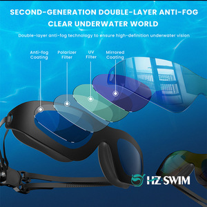 Lunettes de natation anti-buée à grande monture, verres électroplaqués HD, étanches, pour adultes, vente en gros - Product Image 2