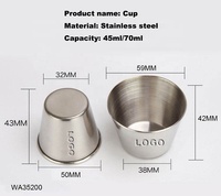 Tasse à Pudding en acier inoxydable de 2.5 OZ, récipient de haute qualité, tasse à condiments de cuisine, tasse à Sauce de 70ml