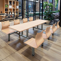 Ensemble de chaises de table à manger de restaurant contreplaqué robuste cadre en fer 8 places à usage commercial contemporain durable
