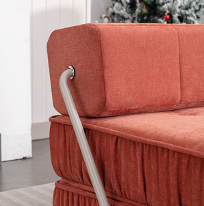 Orange Modern Metal Frame Folding <b>Sofa</b> Futon <b>Sleeper</b> Chair & Convertible Floor Couch Sleeping Mattress for Living Room Hotel Use - Product Image 6
